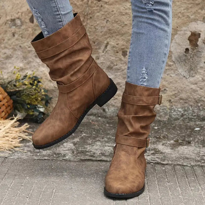 👢Bottes pour femmes à talons bas et boucle