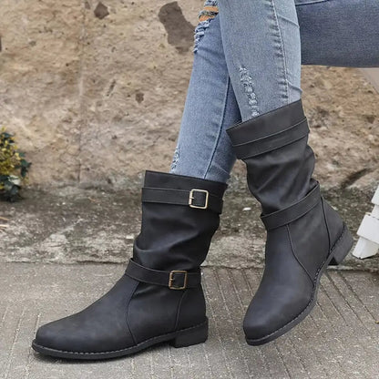 👢Bottes pour femmes à talons bas et boucle