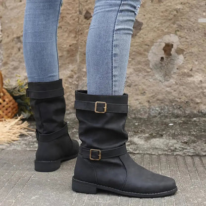 👢Bottes pour femmes à talons bas et boucle
