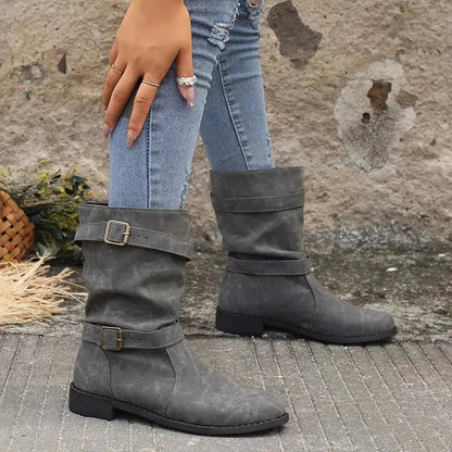 👢Bottes pour femmes à talons bas et boucle