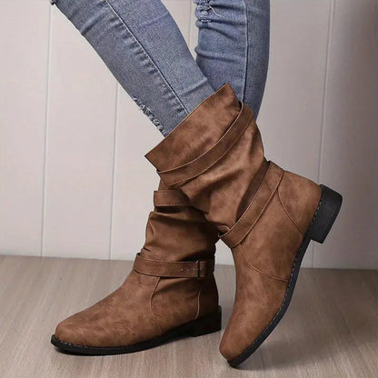 👢Bottes pour femmes à talons bas et boucle