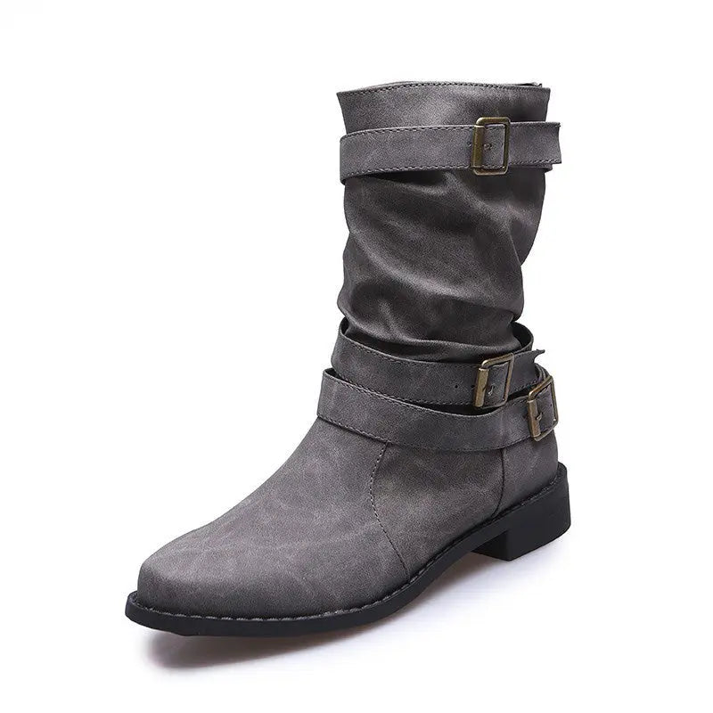 👢Bottes pour femmes à talons bas et boucle