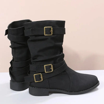 👢Bottes pour femmes à talons bas et boucle
