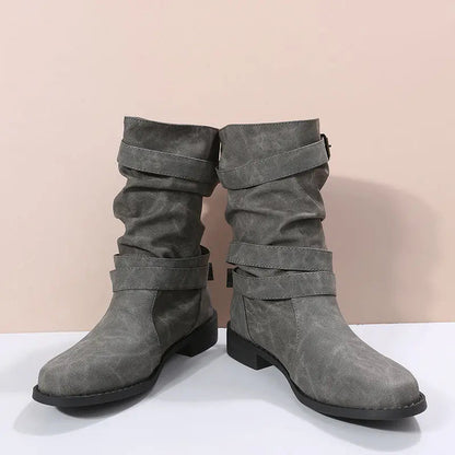 👢Bottes pour femmes à talons bas et boucle