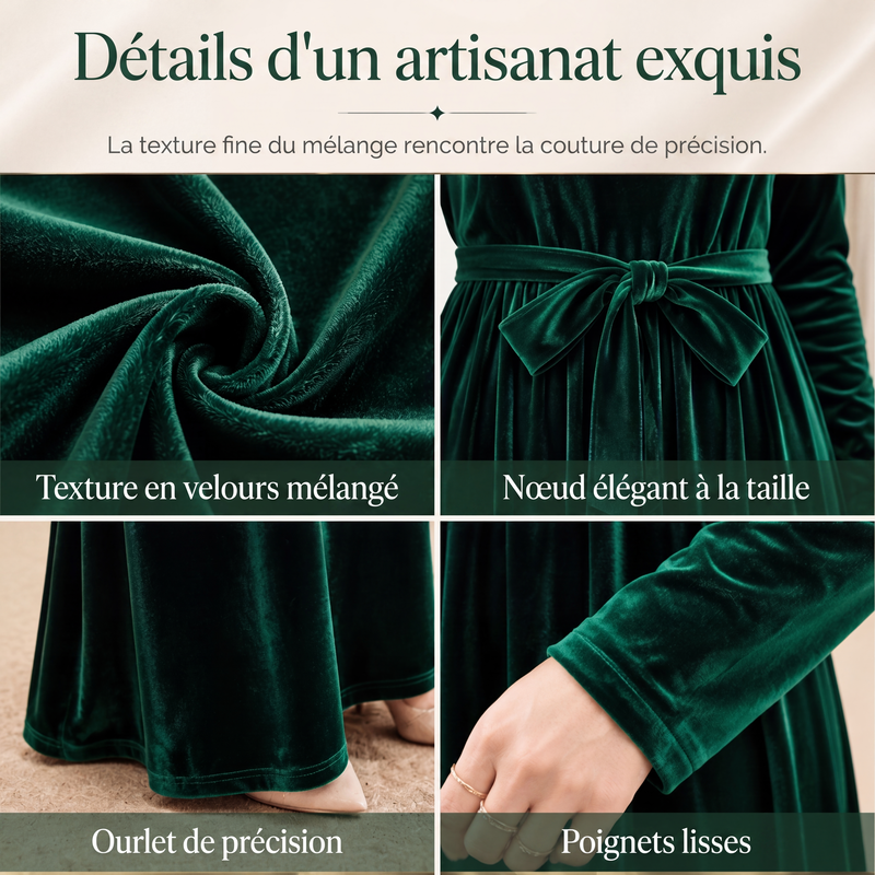 Robe longue élégante pour femme en velours à manches longues