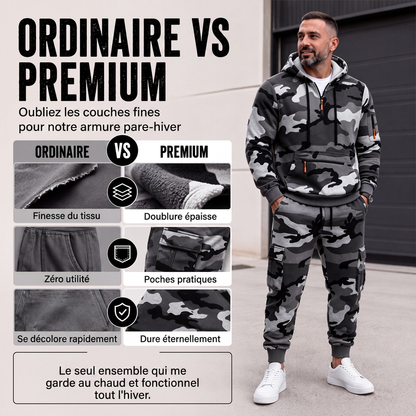 Ensemble sweat à capuche chaud et pantalon camouflage pour homme