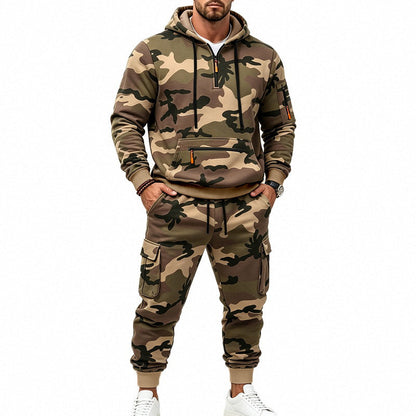 Ensemble sweat à capuche chaud et pantalon camouflage pour homme