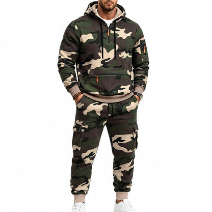 Ensemble sweat à capuche chaud et pantalon camouflage pour homme