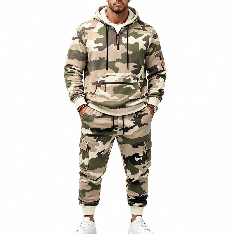Ensemble sweat à capuche chaud et pantalon camouflage pour homme