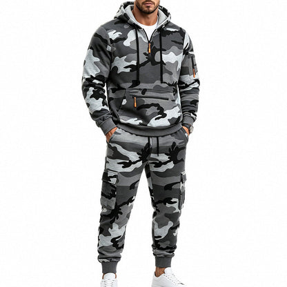 Ensemble sweat à capuche chaud et pantalon camouflage pour homme