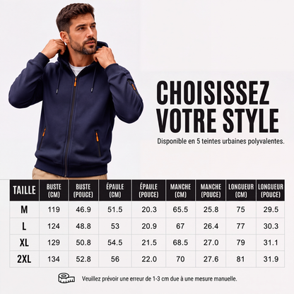 Veste cargo à capuche à fermeture éclair intégrale pour homme