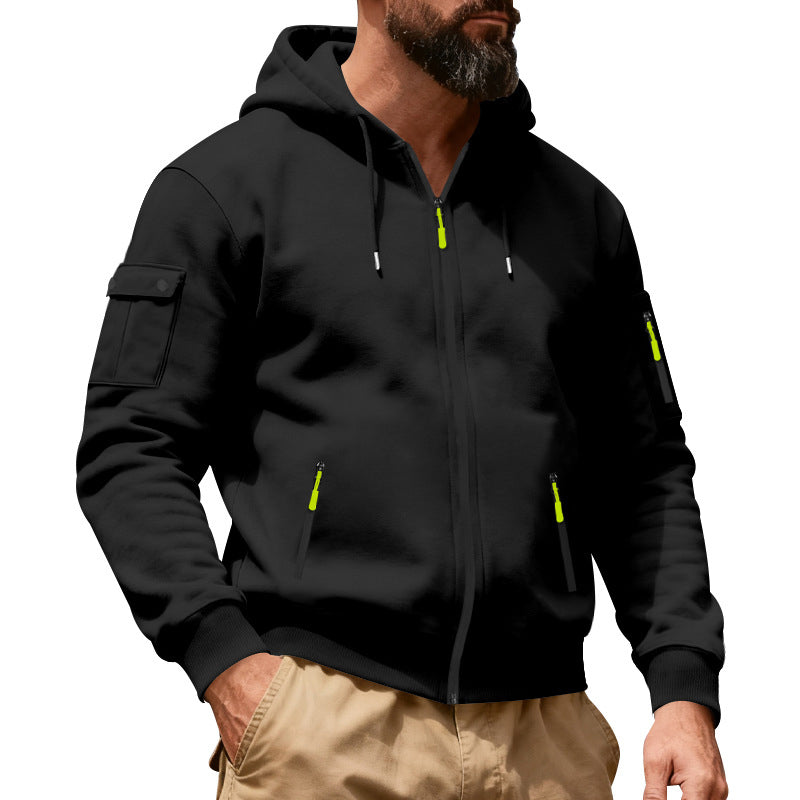 Veste cargo à capuche à fermeture éclair intégrale pour homme