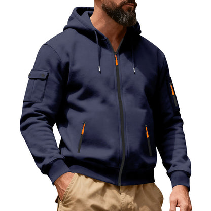 Veste cargo à capuche à fermeture éclair intégrale pour homme