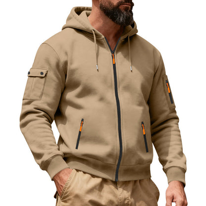 Veste cargo à capuche à fermeture éclair intégrale pour homme
