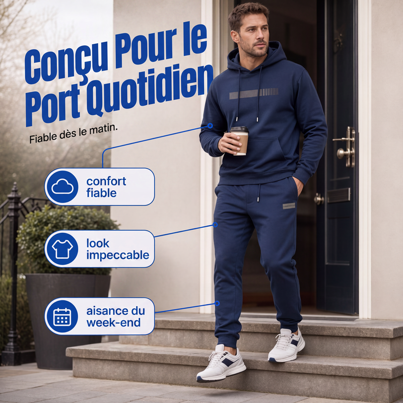 Ensemble 2 pièces pour homme : sweat à capuche et pantalon de survêtement
