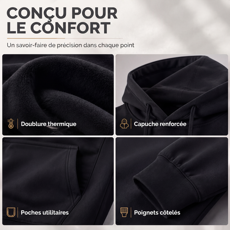 Ensemble 2 pièces pour homme : sweat à capuche et pantalon de survêtement