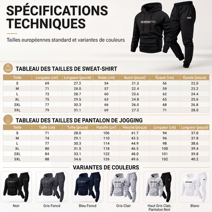 Ensemble 2 pièces pour homme : sweat à capuche et pantalon de survêtement