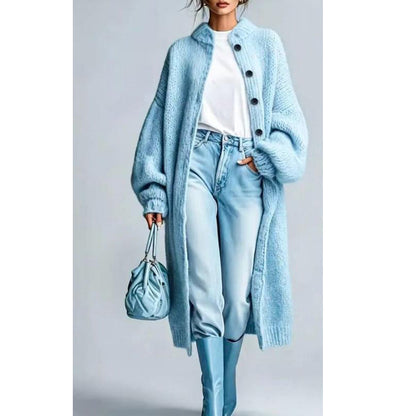 Manteau pull long en maille grosse maille pour femme