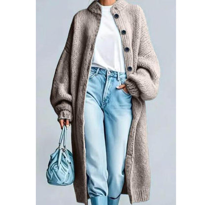 Manteau pull long en maille grosse maille pour femme