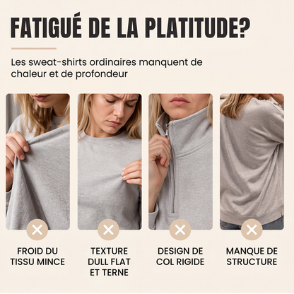 Pull en maille torsadée à demi-zip pour femme