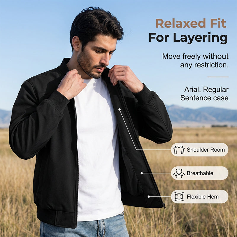 Blouson bomber classique pour homme à fermeture éclair