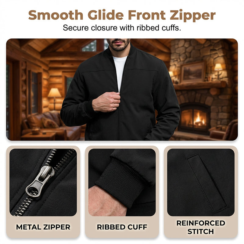 Blouson bomber classique pour homme à fermeture éclair