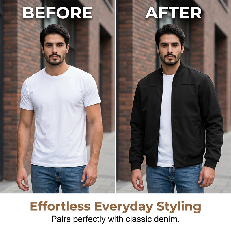 Blouson bomber classique pour homme à fermeture éclair