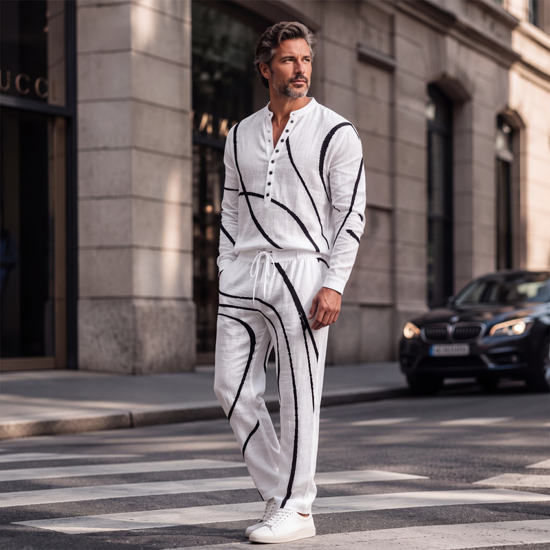 Ensemble 2 pièces respirant à imprimé artistique pour homme