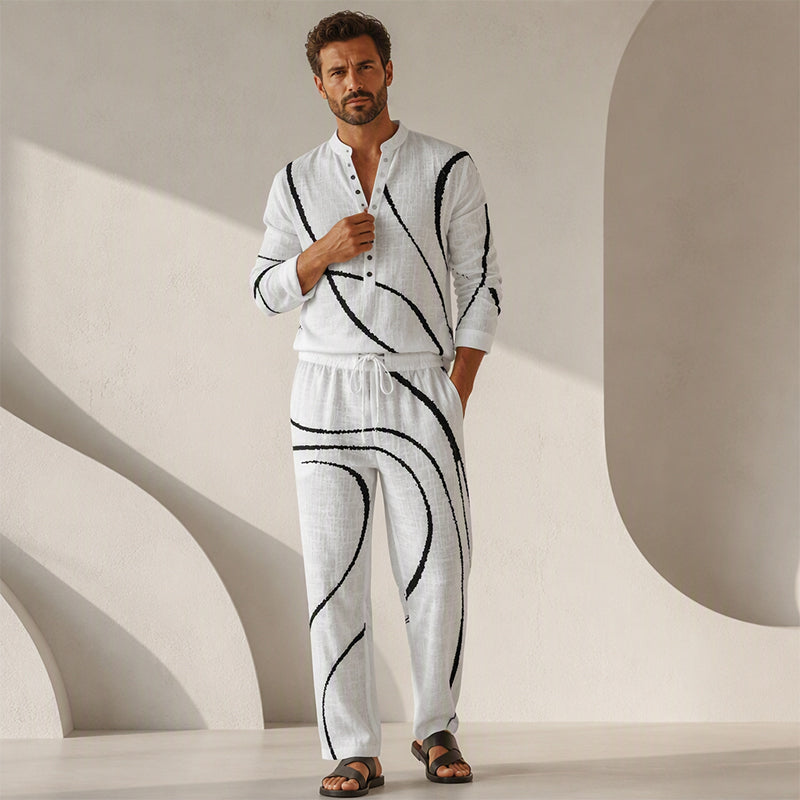 Ensemble 2 pièces respirant à imprimé artistique pour homme