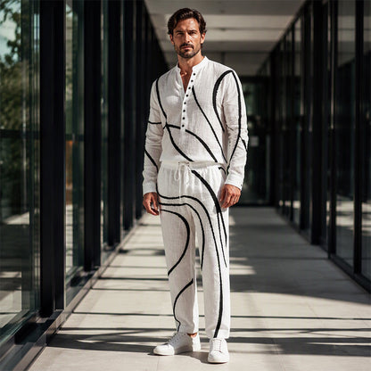 Ensemble 2 pièces respirant à imprimé artistique pour homme