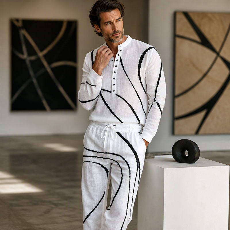 Ensemble 2 pièces respirant à imprimé artistique pour homme