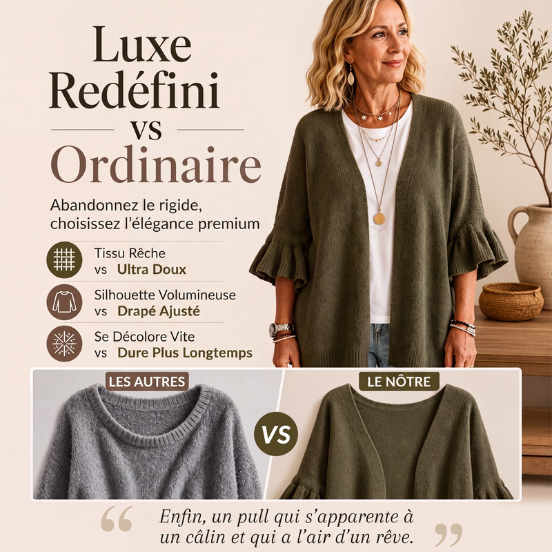 Cardigan en maille à manches à volants pour femme
