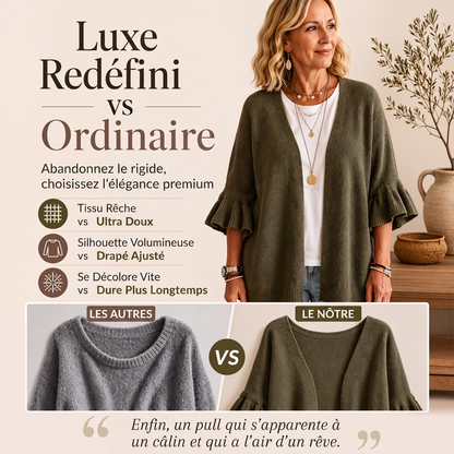 Cardigan en maille à manches à volants pour femme