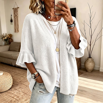 Cardigan en maille à manches à volants pour femme