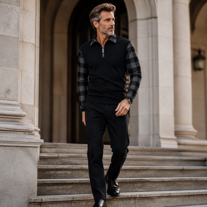 Chemise décontractée à manches longues et demi-zip pour homme