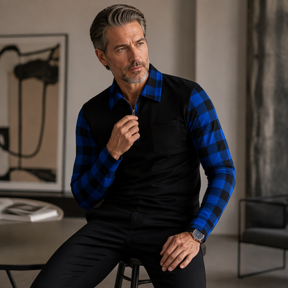 Chemise décontractée à manches longues et demi-zip pour homme