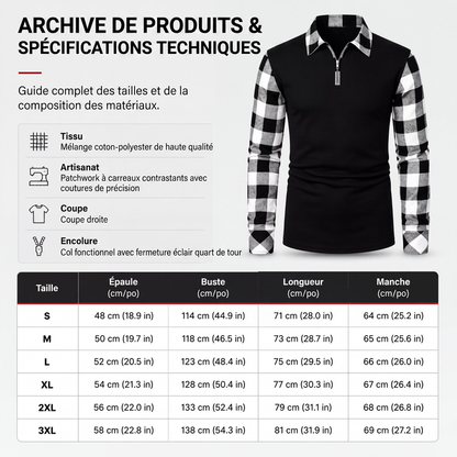 Chemise décontractée à manches longues et demi-zip pour homme