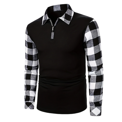 Chemise décontractée à manches longues et demi-zip pour homme