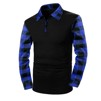 Chemise décontractée à manches longues et demi-zip pour homme
