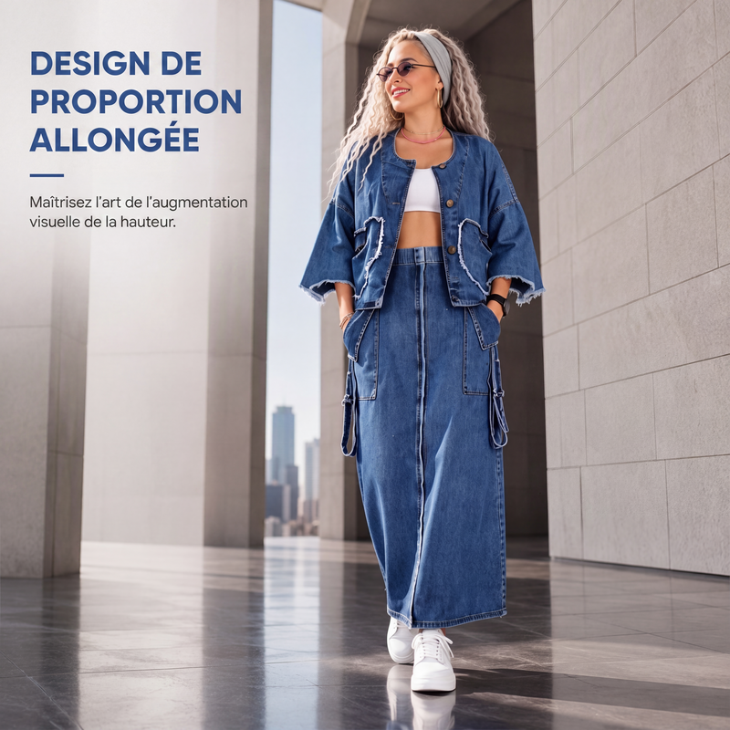 🌙 OFFRE LIMITÉE -50% ! 💕 Robe longue en jean amincissante