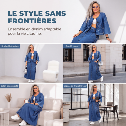 🌙 OFFRE LIMITÉE -50% ! 💕 Robe longue en jean amincissante