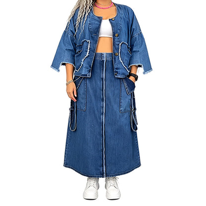 🌙 OFFRE LIMITÉE -50% ! 💕 Robe longue en jean amincissante