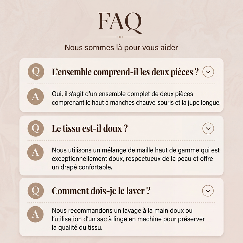 🌸 OFFRE LIMITÉE –50% ! ✨ Ensemble haut à manches chauve-souris et jupe longue pour femme
