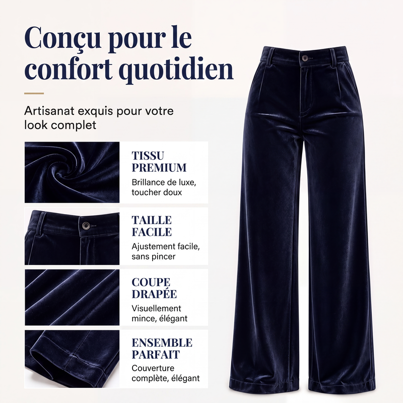 🌸 OFFRE LIMITÉE –50% ! ✨ Pantalon taille haute large en velours pour femme