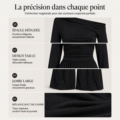🌸 OFFRE LIMITÉE –50% ! ✨ Combinaison pantalon large à épaules dénudées pour femme