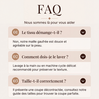 🌙 OFFRE LIMITÉE -50% ! 💕 Haut Henley à manches longues en tricot gaufré pour femme