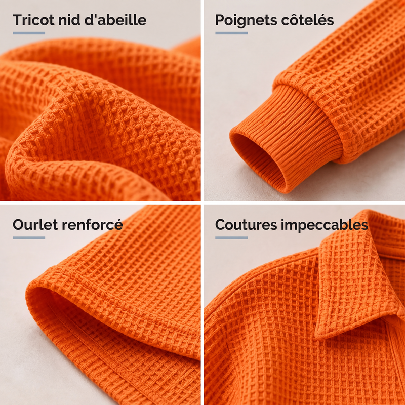 Haut en maille pour femme à col V et manches longues
