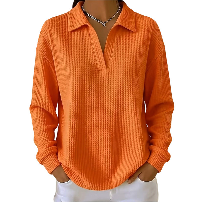 Haut en maille pour femme à col V et manches longues