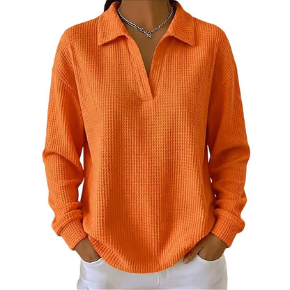 Haut en maille pour femme à col V et manches longues