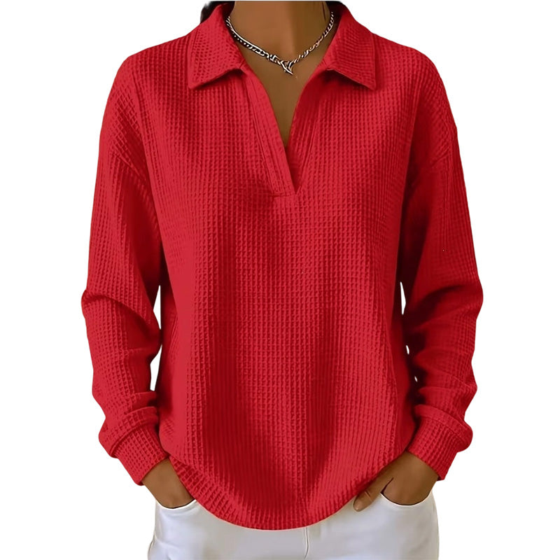 Haut en maille pour femme à col V et manches longues